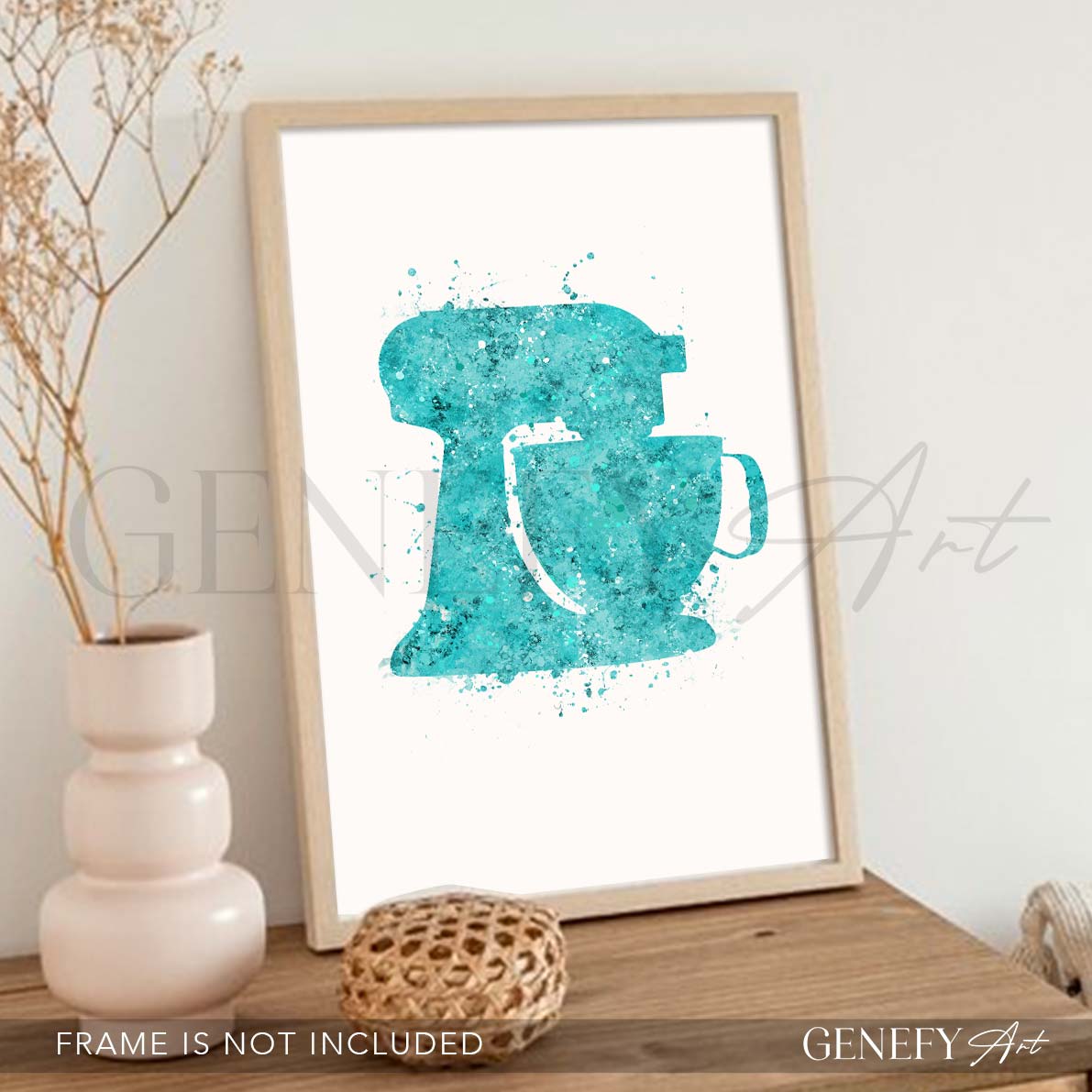 Teal Food Mixer Watercolour Print