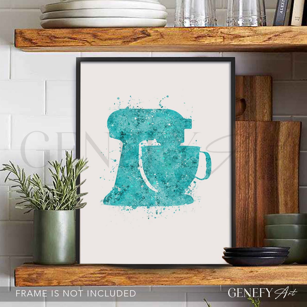 Teal Food Mixer Watercolour Print