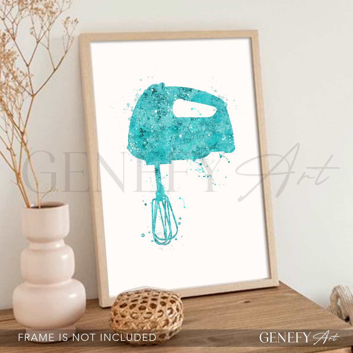 Teal Kitchen Hand Mixer Watercolour Print