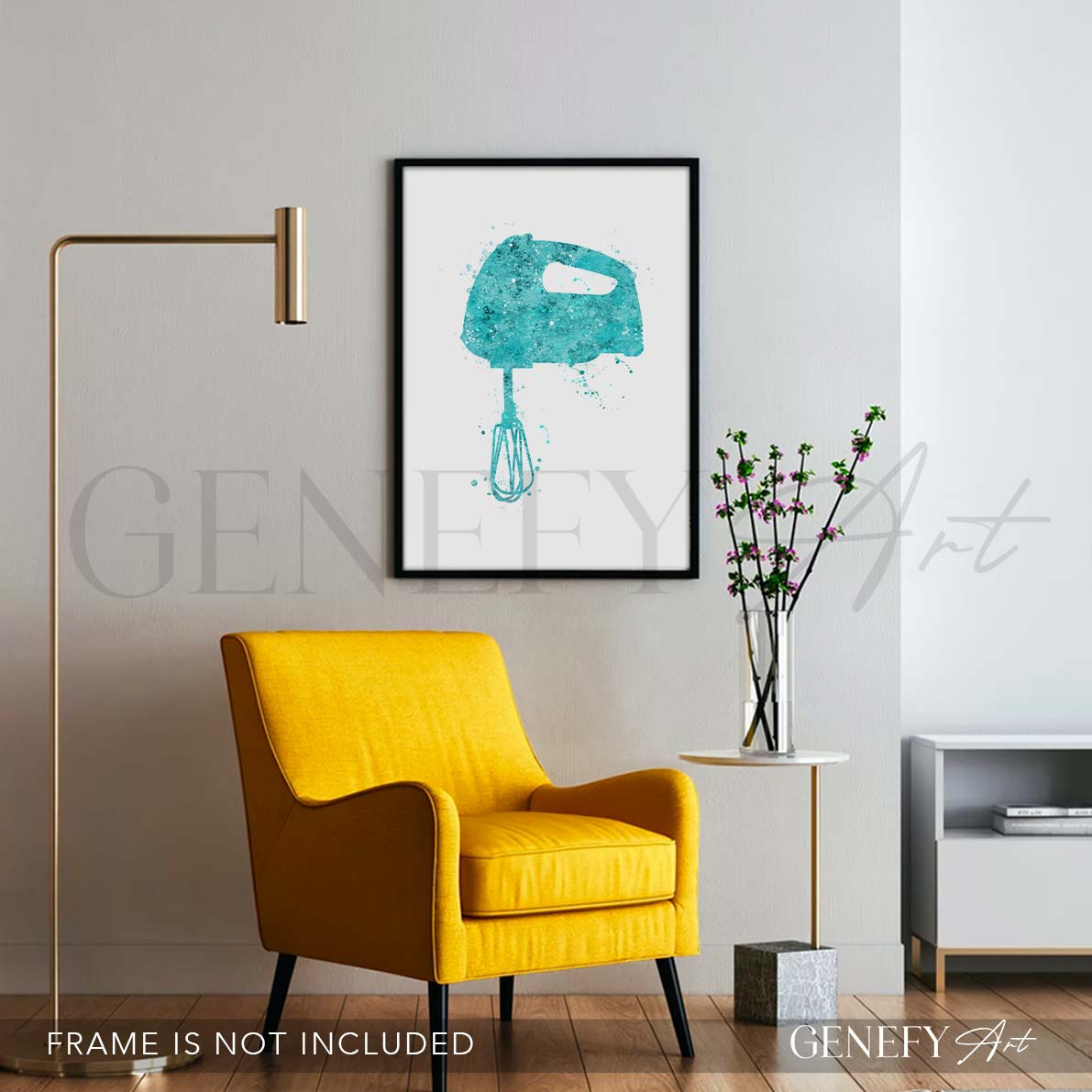 Teal Kitchen Hand Mixer Watercolour Print