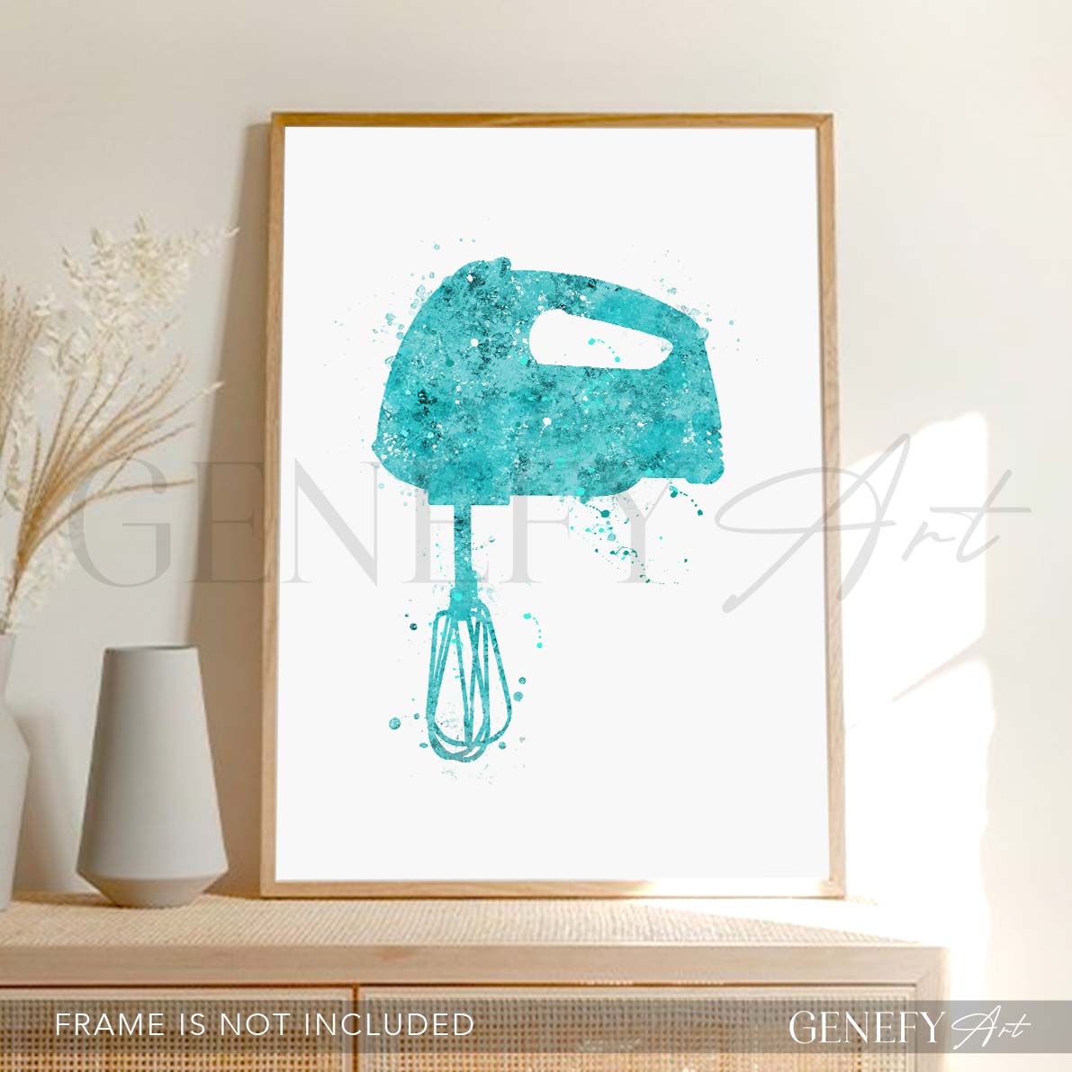Teal Kitchen Hand Mixer Watercolour Print