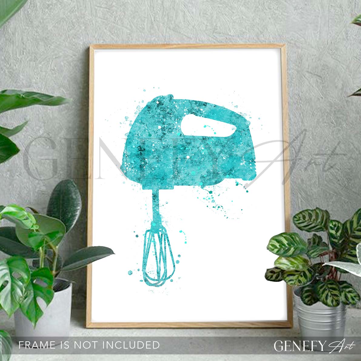 Teal Kitchen Hand Mixer Watercolour Print