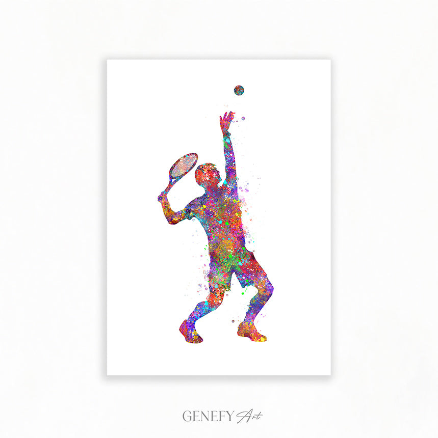 Tennis Player Watercolour Art Print