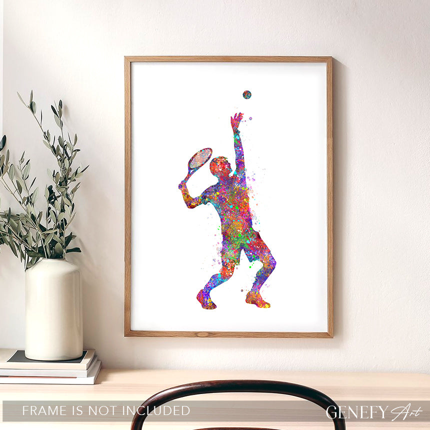 Tennis Player Watercolour Art Print