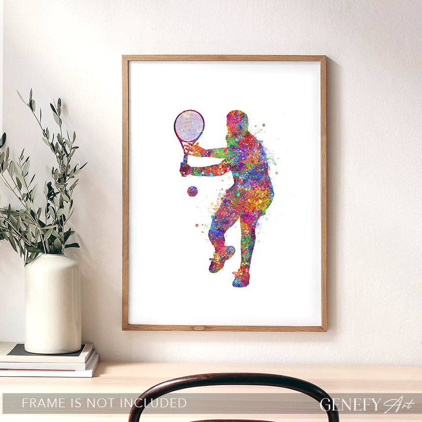 Tennis Player Watercolour Art Print