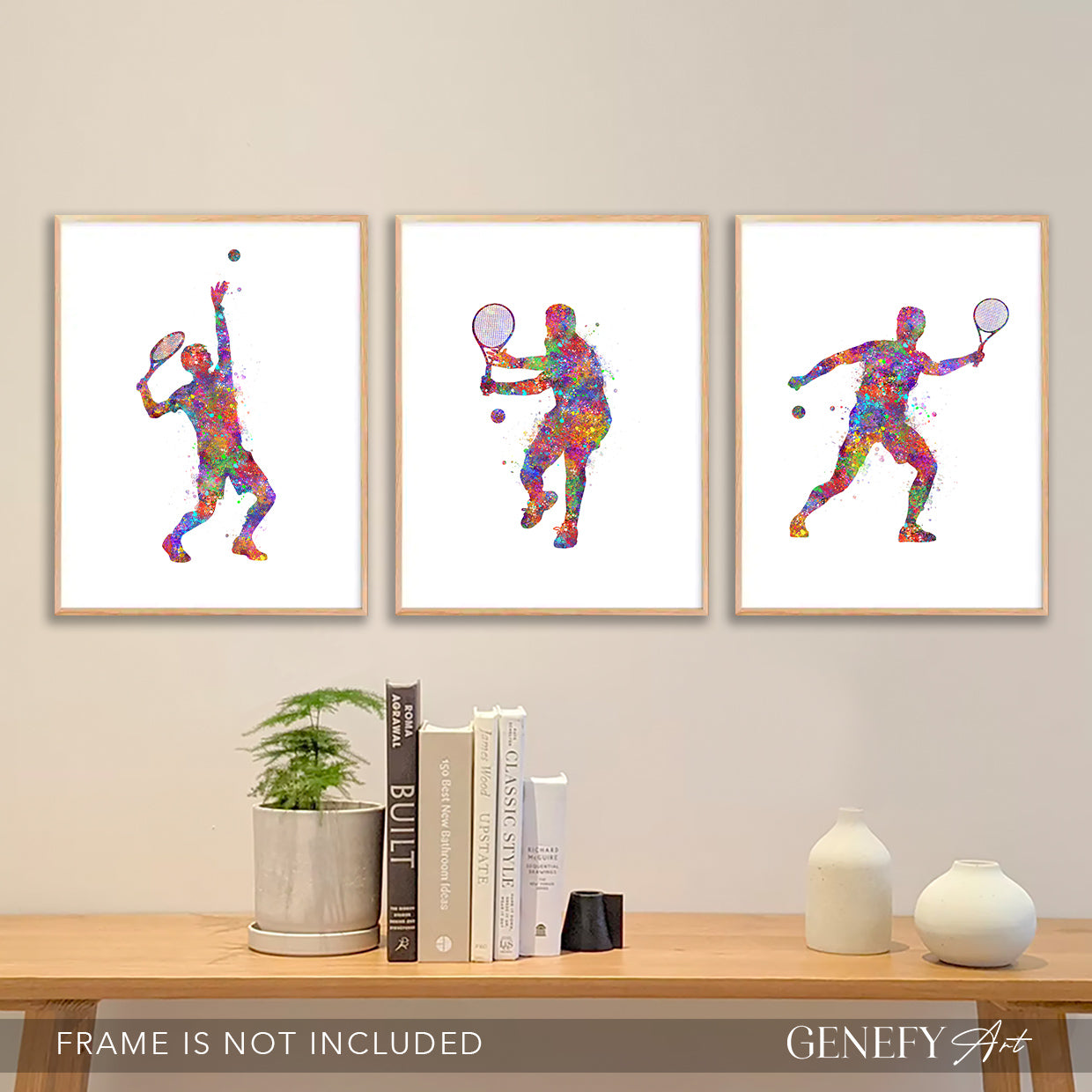 Tennis Player Watercolour Art Print - Set of 3