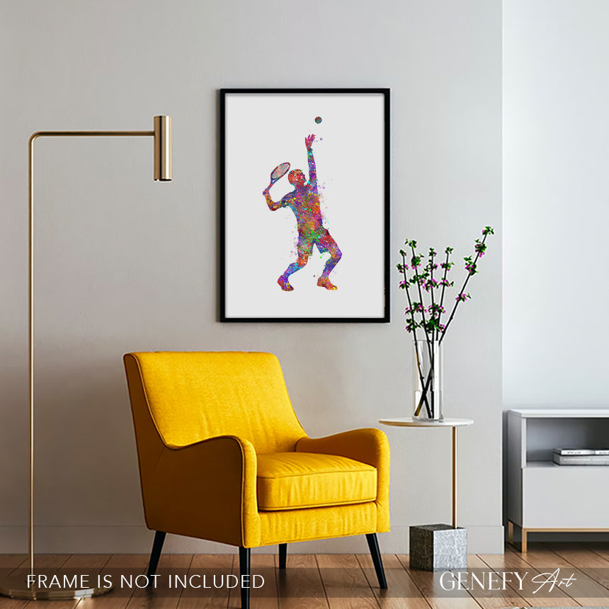 Tennis Player Watercolour Art Print