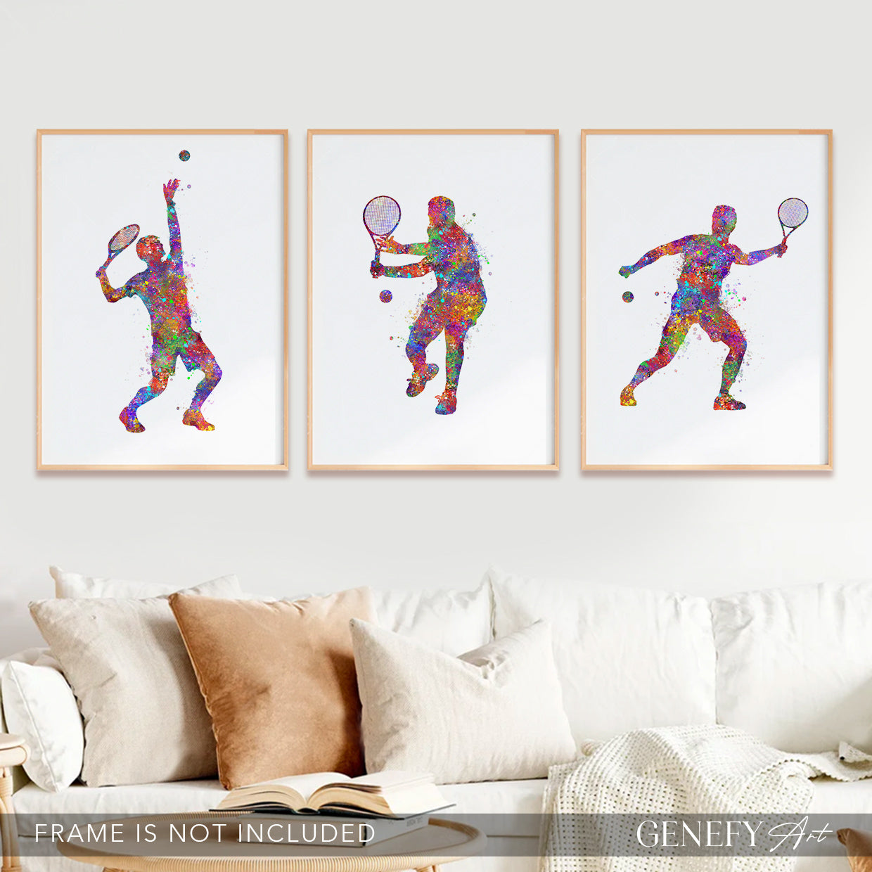 Tennis Player Watercolour Art Print - Set of 3