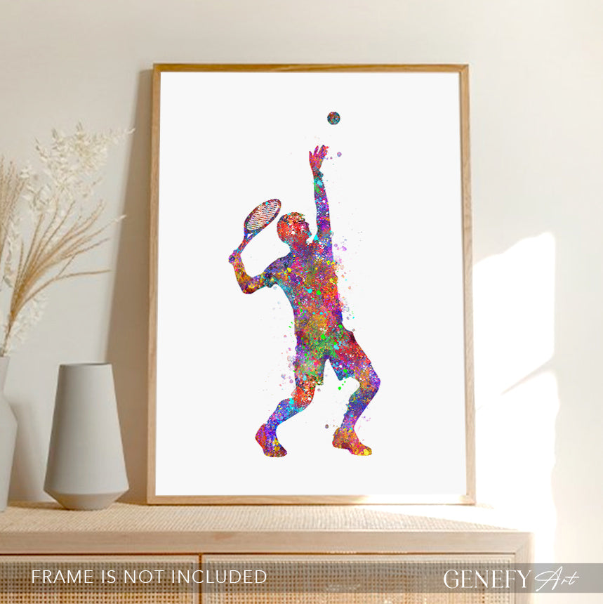Tennis Player Watercolour Art Print