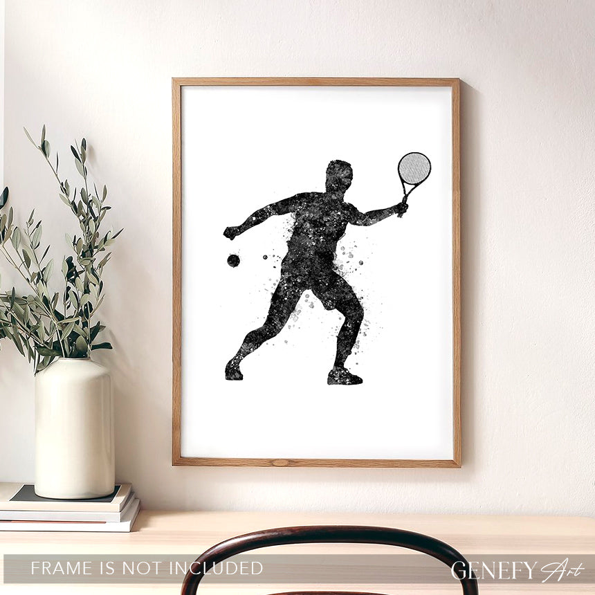 Tennis Player Black and White Art Print