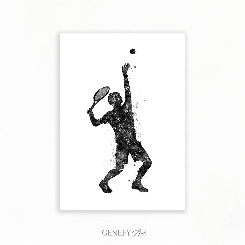 Tennis Player Black and White Art Print