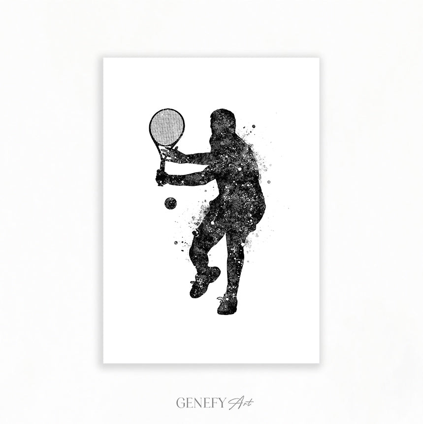 Tennis Player Black and White Art Print