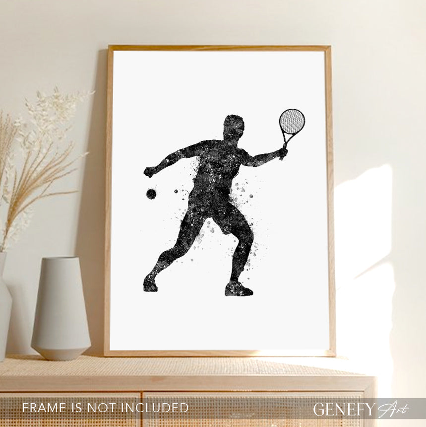 Tennis Player Black and White Art Print