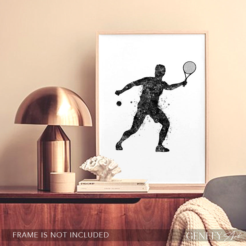Tennis Player Black and White Art Print