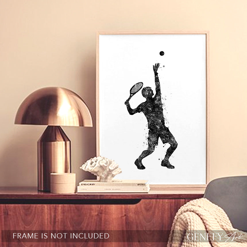 Tennis Player Black and White Art Print