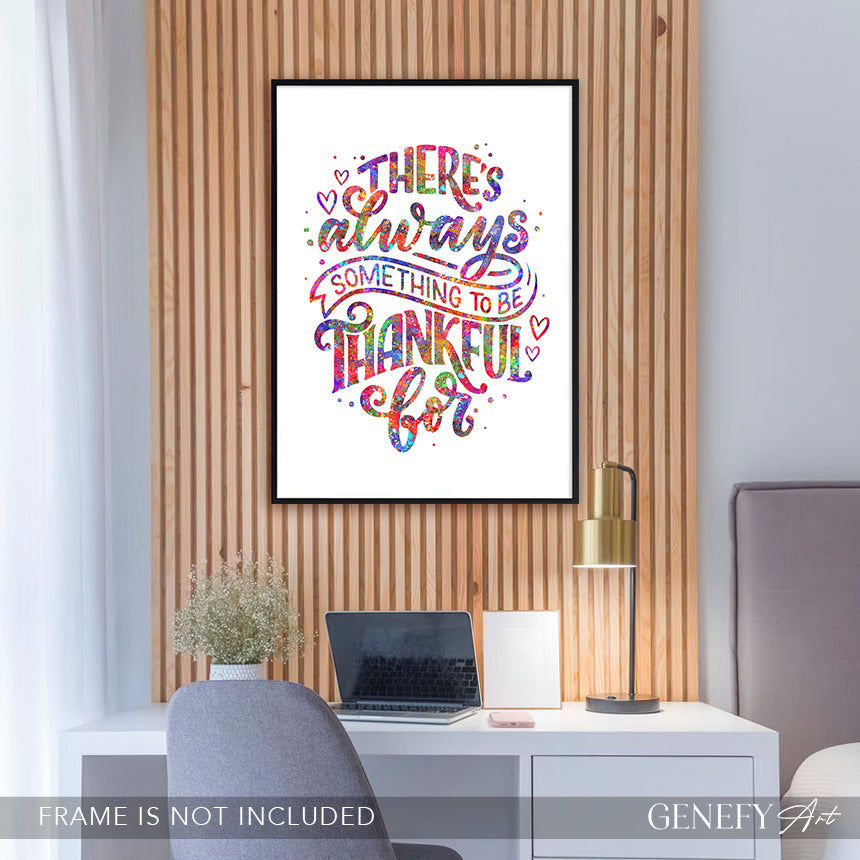 Be Thankful and Kind Motivational Quote Watercolour Print