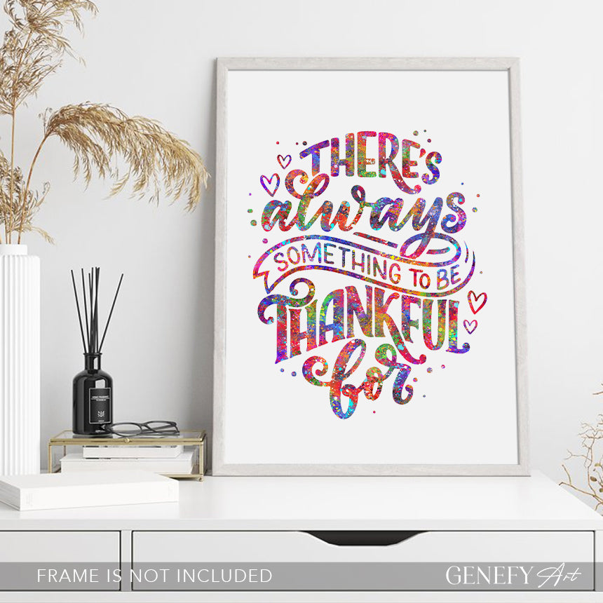 Be Thankful and Kind Motivational Quote Watercolour Print
