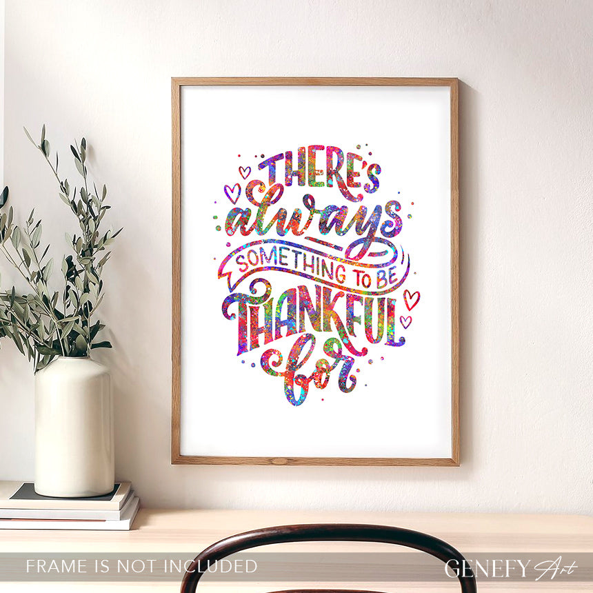 Be Thankful and Kind Motivational Quote Watercolour Print