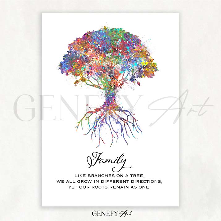 Tree Family Quote Watercolour PrintXXX