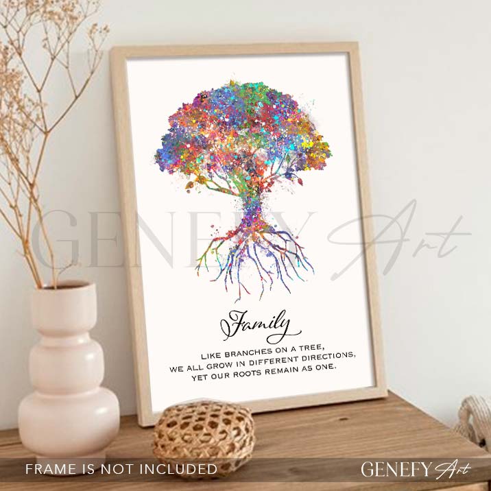 Tree Family Quote Watercolour PrintXXX