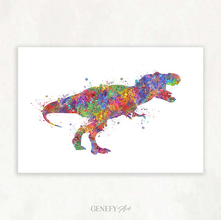 Dinosaur Tyrannosaurus T-Rex Watercolour Print