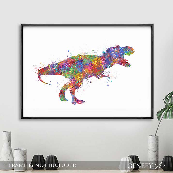 Dinosaur Tyrannosaurus T-Rex Watercolour Print
