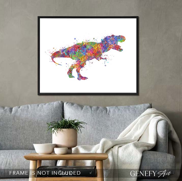 Dinosaur Tyrannosaurus T-Rex Watercolour Print