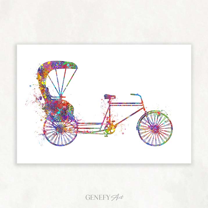 Trishaw Watercolour Print