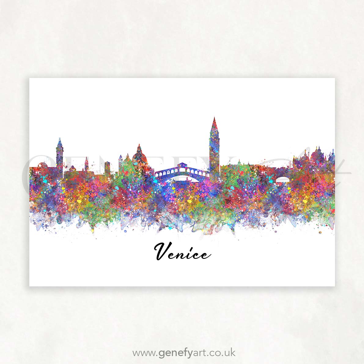 Venice Skyline Watercolour Art Print - Genefy Art