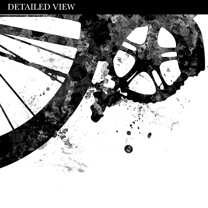 Vintage Bicycle Black and White Watercolour Print