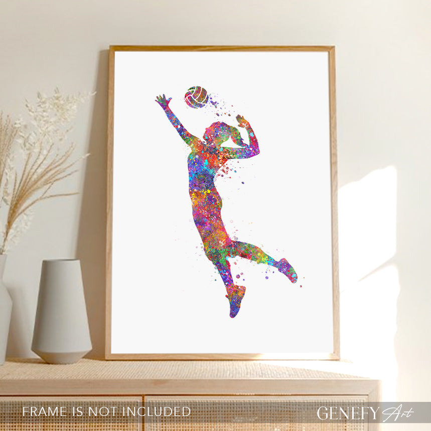 Volleyball Art - Girl Playing Volleyball