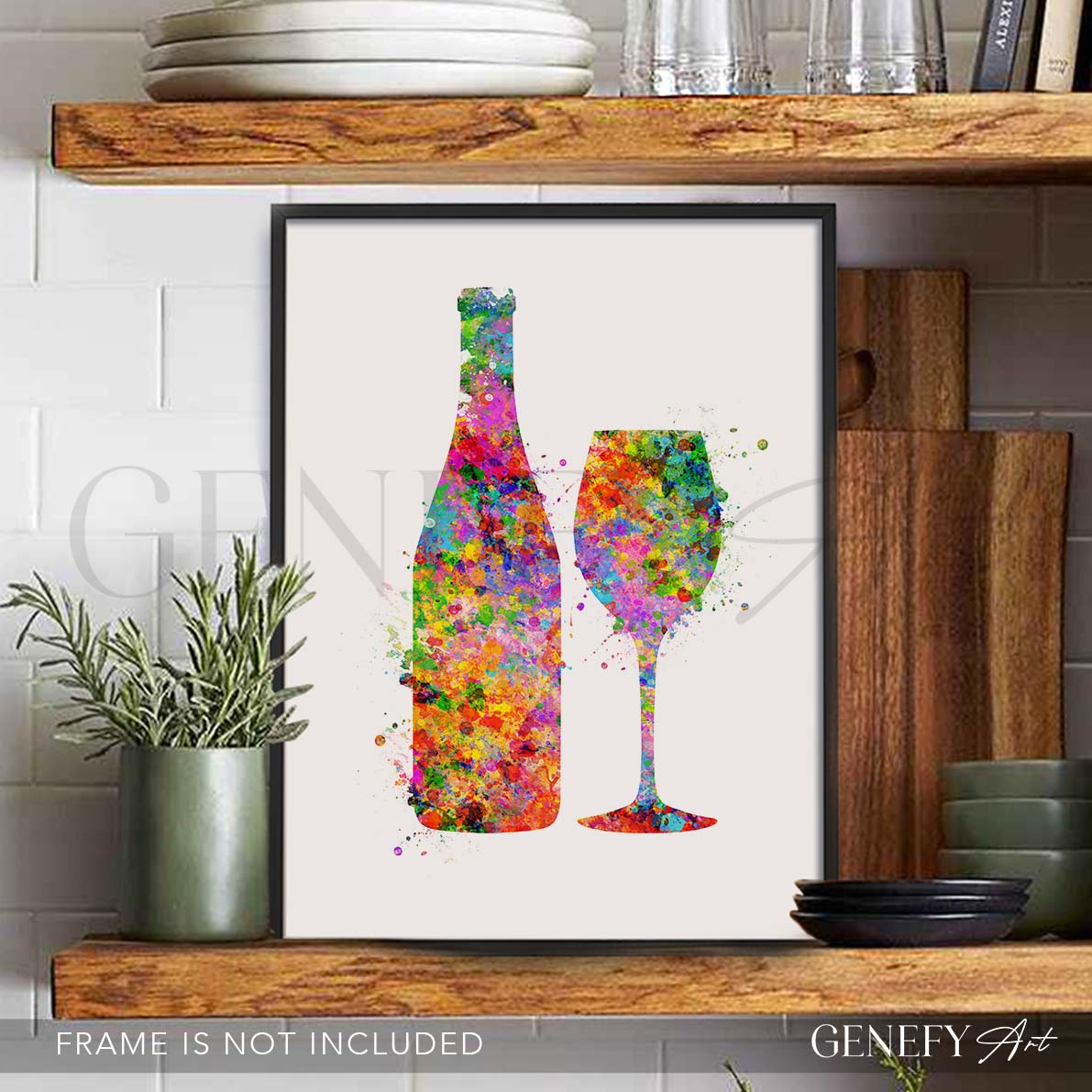 Wine Glass and Bottle Watercolour Print