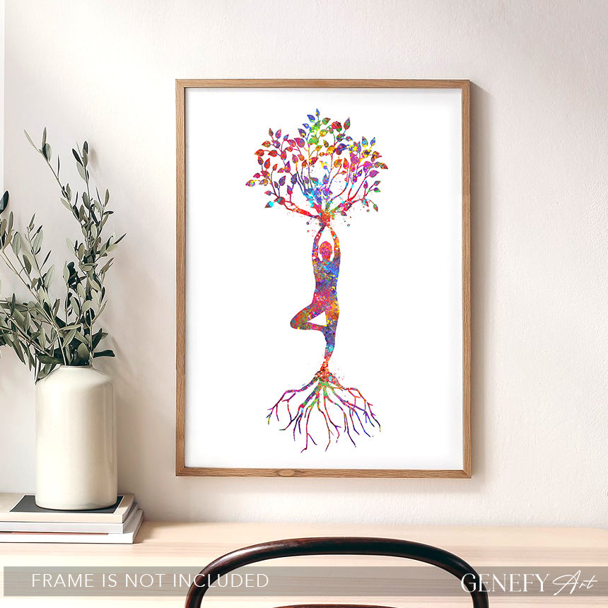 Yoga Tree Watercolour Art Print