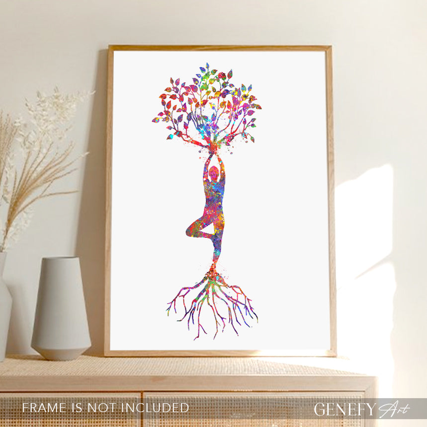 Yoga Tree Watercolour Art Print