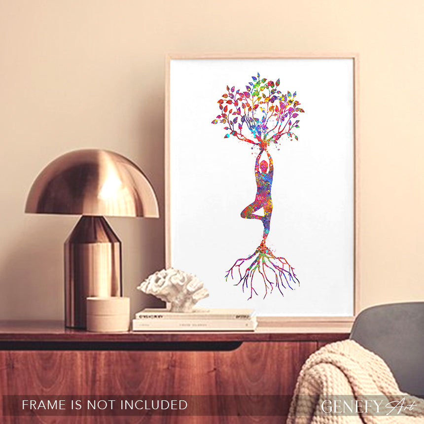 Yoga Tree Watercolour Art Print