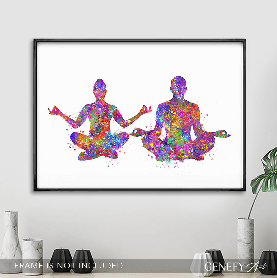 Yoga Couple Watercolour Print