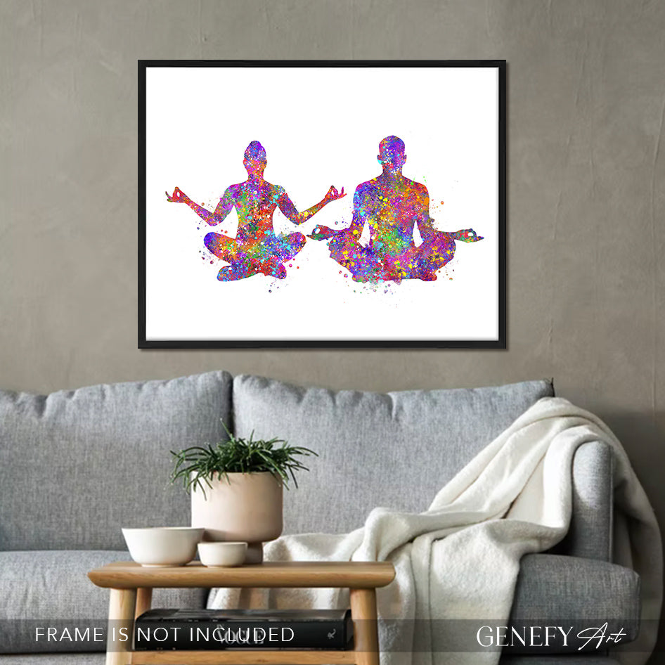 Yoga Couple Watercolour Print