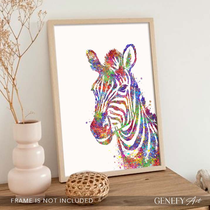 Zebra Portrait Watercolour Wall Art