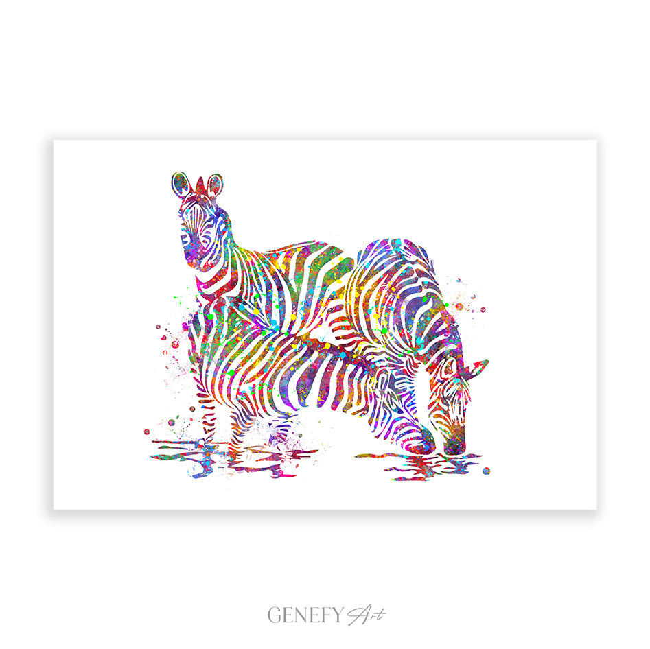 Zebra Watercolour Wall Art