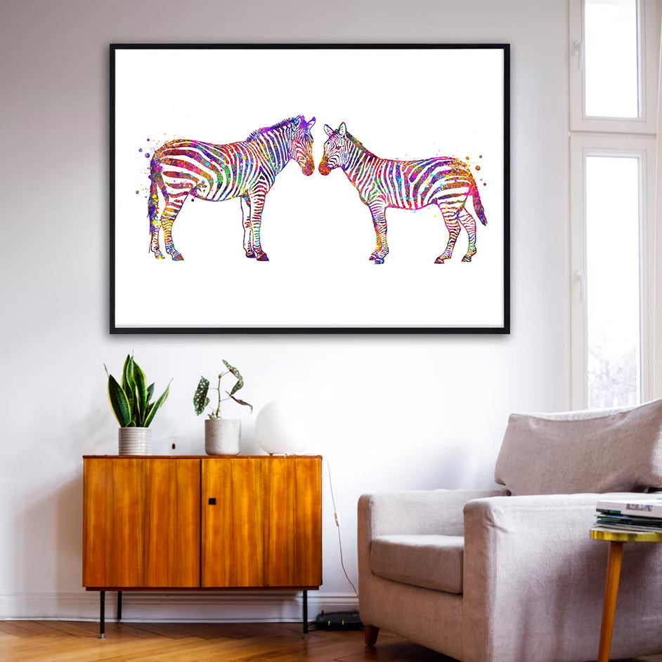Zebra Couple Watercolour Art Print