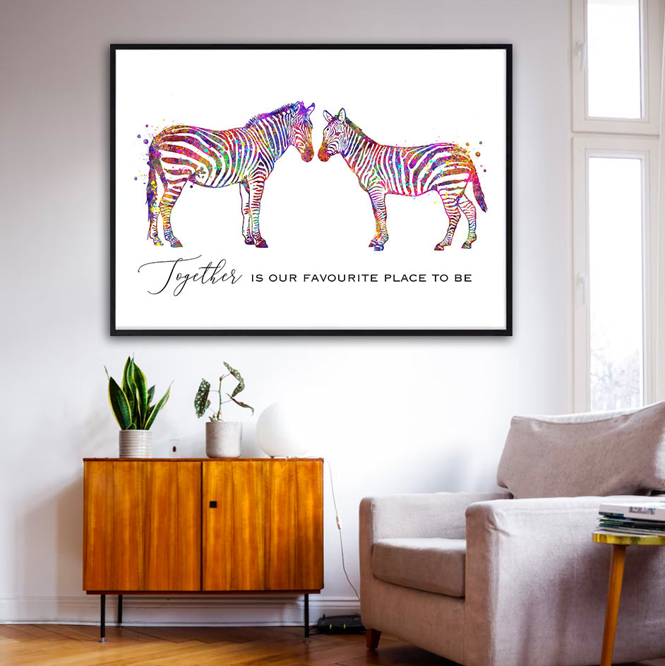 Zebra Couple Watercolour Art Print