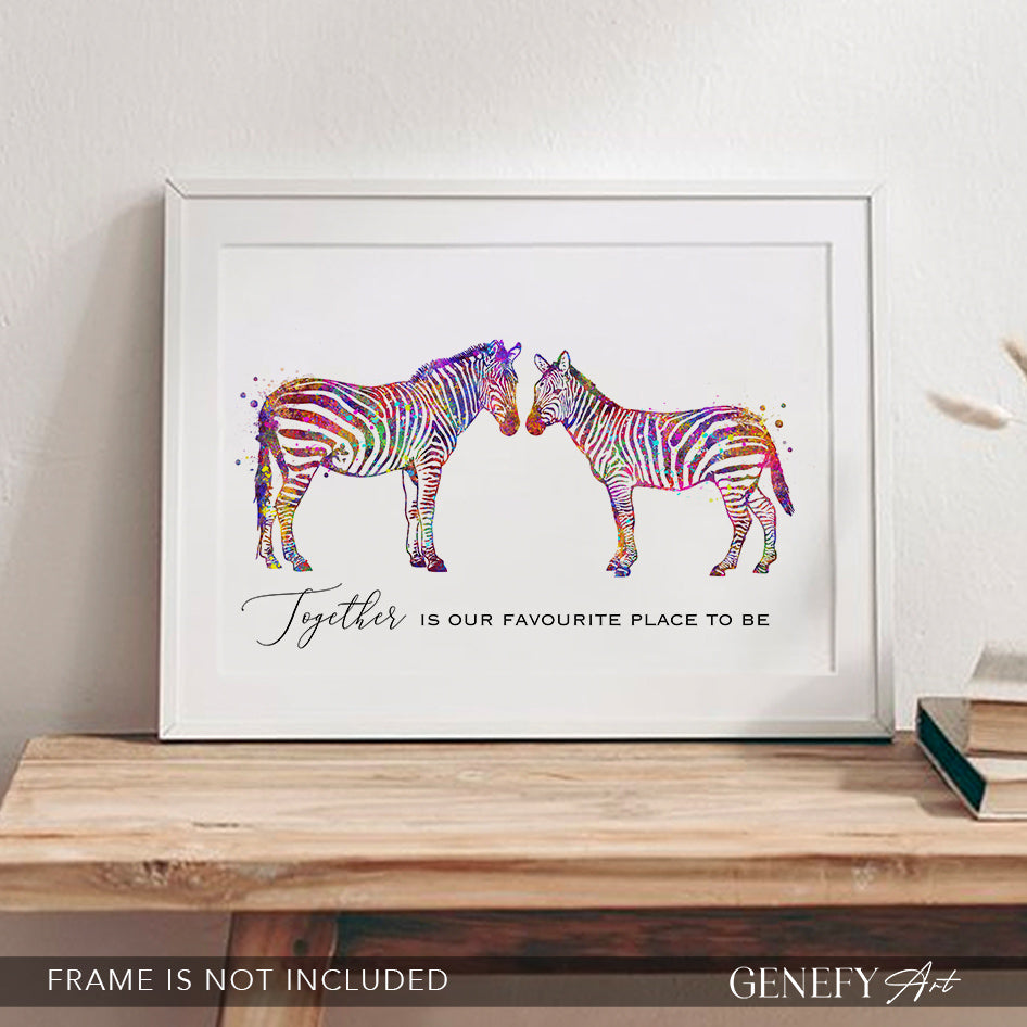 Zebra Couple Watercolour Art Print