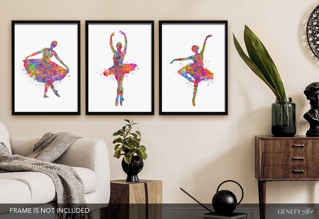 Ballerina Watercolour Art Set of 3 Prints