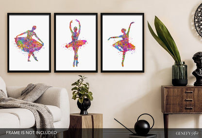 Ballerina Watercolour Art Set of 3 Prints