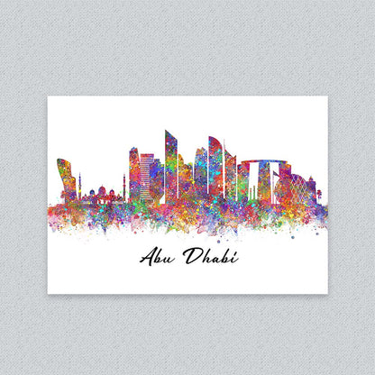 Abu Dhabi Skyline Watercolour Wall Art Print