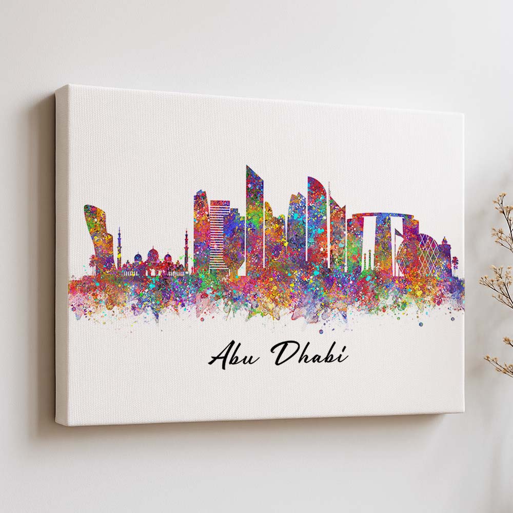 Abu Dhabi Skyline Watercolour Wall Art Print
