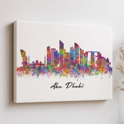 Abu Dhabi Skyline Watercolour Wall Art Print