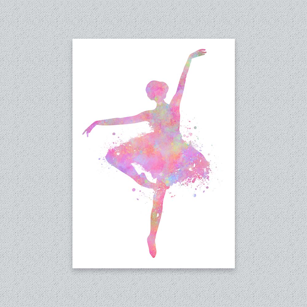 Pink Ballerina Watercolour Art Print – Elegant Ballet Dancer Wall Decor