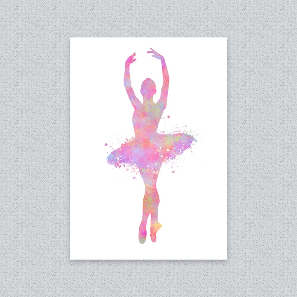Pastel Ballerina Watercolour Art Print – Ballet Dancer Silhouette Wall Decor