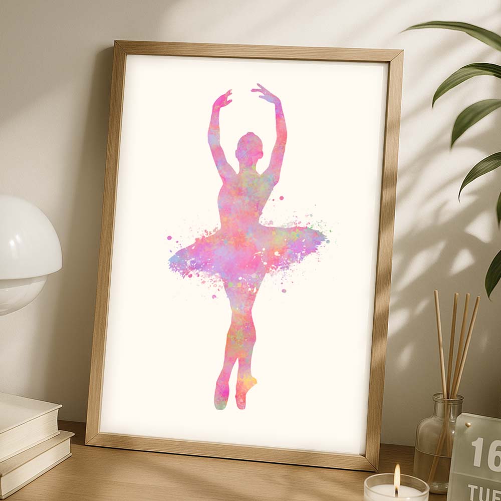 Pastel Ballerina Watercolour Art Print – Ballet Dancer Silhouette Wall Decor